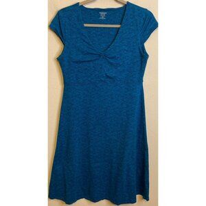 Toad & Co Eco Organic Cotton Women's Blue Teal Cap Sleeve A-Line Dress MEDIUM
